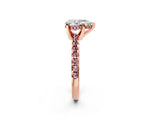 Rose gold Pear Cut Diamond Solitaire Ring with Pavé Band and Four-Prong Setting_2