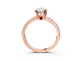 Rose gold Pear Cut Diamond Solitaire Ring with Pavé Band and Four-Prong Setting_3