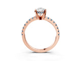 Rose gold Pear Cut Diamond Solitaire Ring with Pavé Band and Four-Prong Setting_3