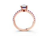 Rose gold Pear Cut Diamond Solitaire Ring with Pavé Band and Four-Prong Setting_3