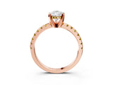 Rose gold Pear Cut Diamond Solitaire Ring with Pavé Band and Four-Prong Setting_3