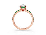 Rose gold Pear Cut Diamond Solitaire Ring with Pavé Band and Four-Prong Setting_3