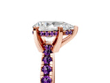 Rose gold Pear Cut Diamond Solitaire Ring with Pavé Band and Four-Prong Setting_5