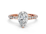 Rose gold Pear Cut Diamond Solitaire Ring with Pavé Band and Hidden Halo_20