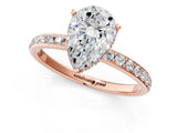 Rose gold Pear Cut Diamond Solitaire Ring with Pavé Band and Hidden Halo_21