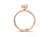 Rose gold Pear Cut Diamond Solitaire Ring with Pavé Band and Hidden Halo_23