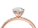 Rose gold Pear Cut Diamond Solitaire Ring with Pavé Band and Hidden Halo_24