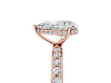 Rose gold Pear Cut Diamond Solitaire Ring with Pavé Band and Hidden Halo_25