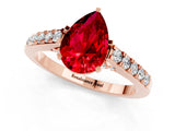 Rose gold Pear Cut Diamond Solitaire Ring with Pavé Band and Prong Setting_1