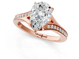 Rose gold Pear Cut Diamond Solitaire Ring with Pavé Band and Prong Setting_13