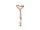 Rose gold Pear Cut Diamond Solitaire Ring with Pavé Band and Prong Setting_14