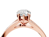 Rose gold Pear Cut Diamond Solitaire Ring with Pavé Band and Prong Setting_16