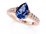 Rose gold Pear Cut Diamond Solitaire Ring with Pavé Band and Prong Setting_1