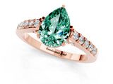 Rose gold Pear Cut Diamond Solitaire Ring with Pavé Band and Prong Setting_1
