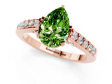 Rose gold Pear Cut Diamond Solitaire Ring with Pavé Band and Prong Setting_1