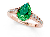 Rose gold Pear Cut Diamond Solitaire Ring with Pavé Band and Prong Setting_1
