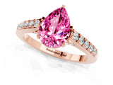 Rose gold Pear Cut Diamond Solitaire Ring with Pavé Band and Prong Setting_1