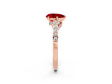 Rose gold Pear Cut Diamond Solitaire Ring with Pavé Band and Prong Setting_2