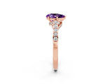 Rose gold Pear Cut Diamond Solitaire Ring with Pavé Band and Prong Setting_2