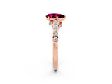 Rose gold Pear Cut Diamond Solitaire Ring with Pavé Band and Prong Setting_2