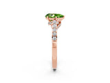 Rose gold Pear Cut Diamond Solitaire Ring with Pavé Band and Prong Setting_2
