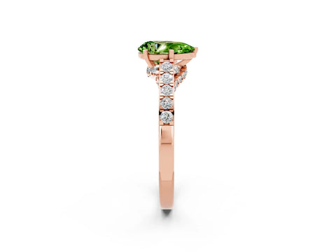 Rose gold Pear Cut Diamond Solitaire Ring with Pavé Band and Prong Setting_2