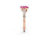 Rose gold Pear Cut Diamond Solitaire Ring with Pavé Band and Prong Setting_2