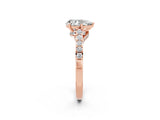 Rose gold Pear Cut Diamond Solitaire Ring with Pavé Band and Prong Setting_2