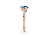 Rose gold Pear Cut Diamond Solitaire Ring with Pavé Band and Prong Setting_2