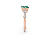Rose gold Pear Cut Diamond Solitaire Ring with Pavé Band and Prong Setting_2