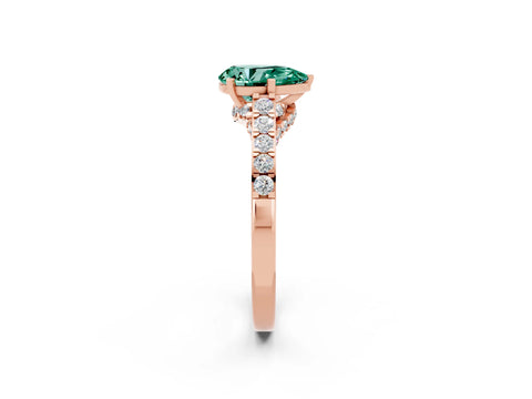 Rose gold Pear Cut Diamond Solitaire Ring with Pavé Band and Prong Setting_2