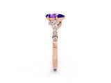 Rose gold Pear Cut Diamond Solitaire Ring with Pavé Band and Prong Setting_2