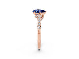 Rose gold Pear Cut Diamond Solitaire Ring with Pavé Band and Prong Setting_2