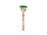 Rose gold Pear Cut Diamond Solitaire Ring with Pavé Band and Prong Setting_2