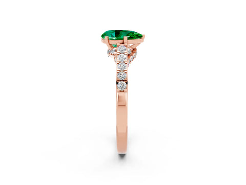 Rose gold Pear Cut Diamond Solitaire Ring with Pavé Band and Prong Setting_2