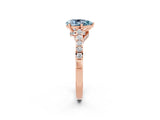 Rose gold Pear Cut Diamond Solitaire Ring with Pavé Band and Prong Setting_2