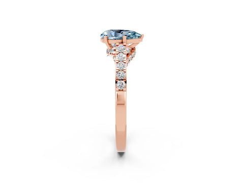 Rose gold Pear Cut Diamond Solitaire Ring with Pavé Band and Prong Setting_2