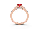 Rose gold Pear Cut Diamond Solitaire Ring with Pavé Band and Prong Setting_3