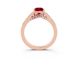 Rose gold Pear Cut Diamond Solitaire Ring with Pavé Band and Prong Setting_3