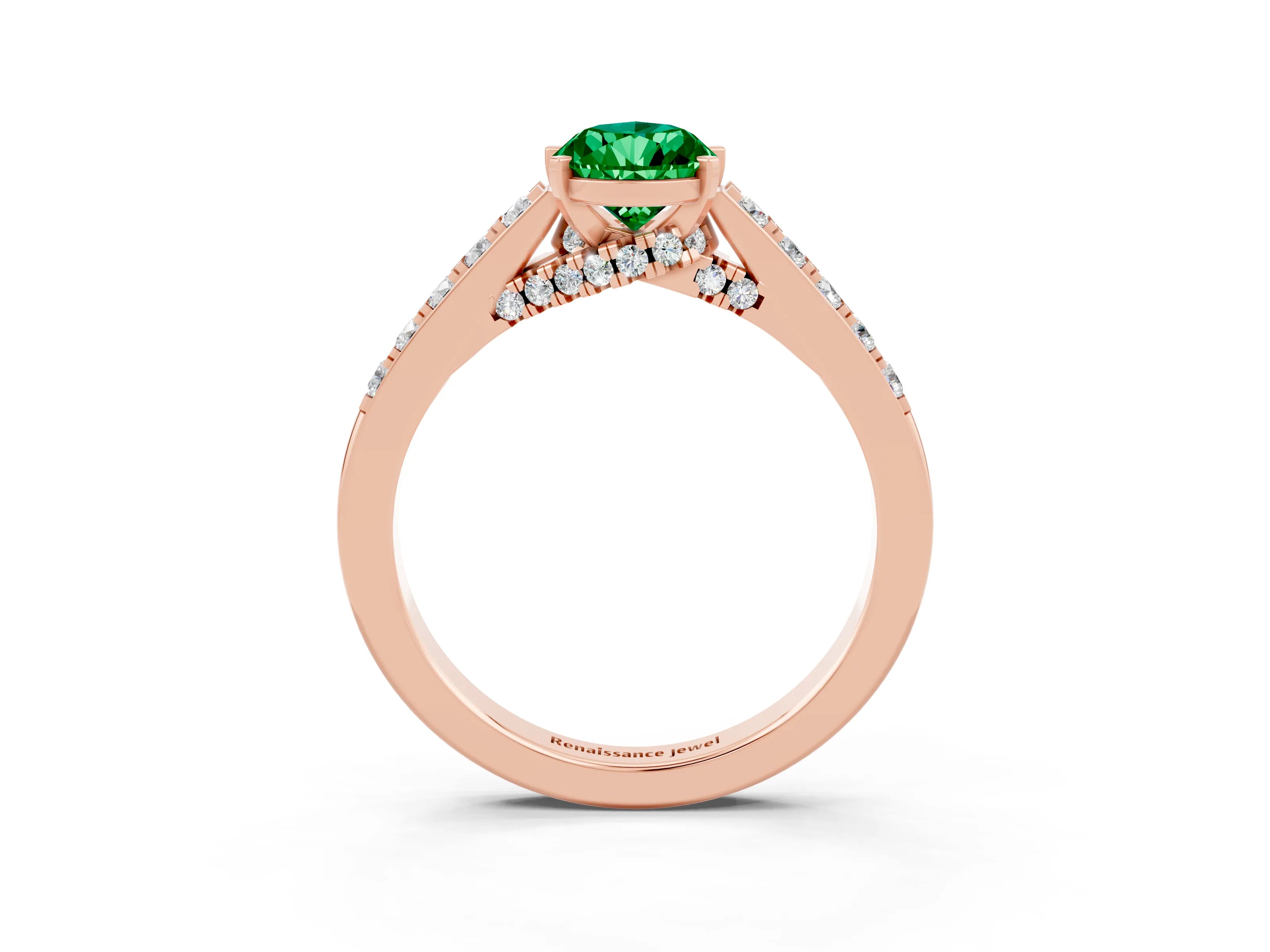 Rose gold Pear Cut Diamond Solitaire Ring with Pavé Band and Prong Setting_3