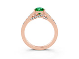 Rose gold Pear Cut Diamond Solitaire Ring with Pavé Band and Prong Setting_3