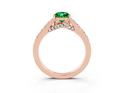 Rose gold Pear Cut Diamond Solitaire Ring with Pavé Band and Prong Setting_3