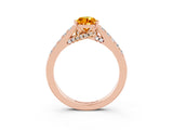 Rose gold Pear Cut Diamond Solitaire Ring with Pavé Band and Prong Setting_3