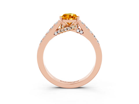 Rose gold Pear Cut Diamond Solitaire Ring with Pavé Band and Prong Setting_3