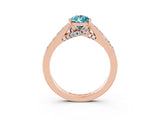 Rose gold Pear Cut Diamond Solitaire Ring with Pavé Band and Prong Setting_3