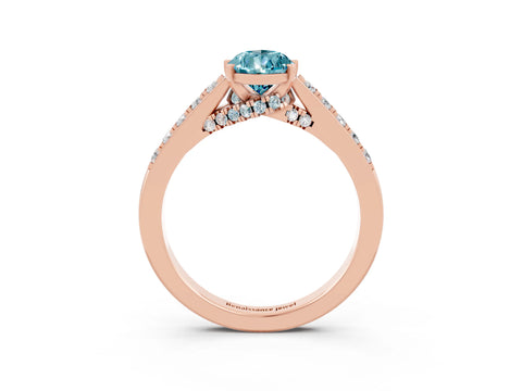 Rose gold Pear Cut Diamond Solitaire Ring with Pavé Band and Prong Setting_3