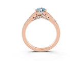 Rose gold Pear Cut Diamond Solitaire Ring with Pavé Band and Prong Setting_3