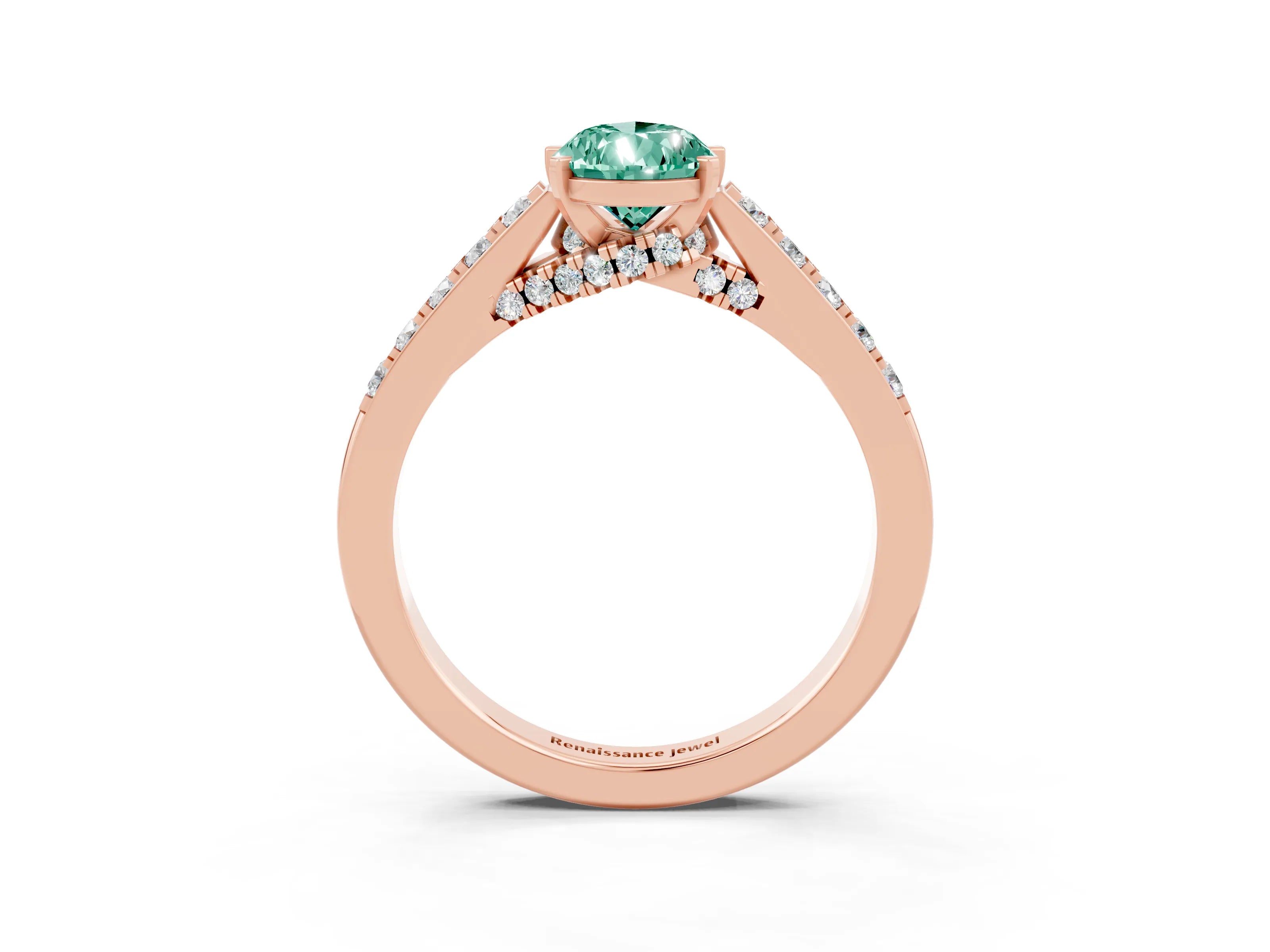 Rose gold Pear Cut Diamond Solitaire Ring with Pavé Band and Prong Setting_3