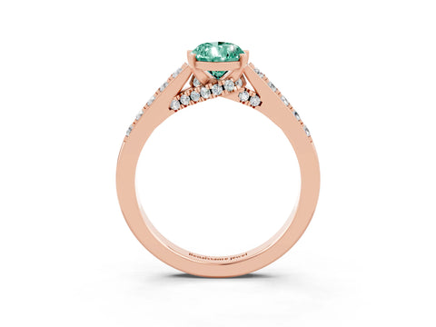 Rose gold Pear Cut Diamond Solitaire Ring with Pavé Band and Prong Setting_3