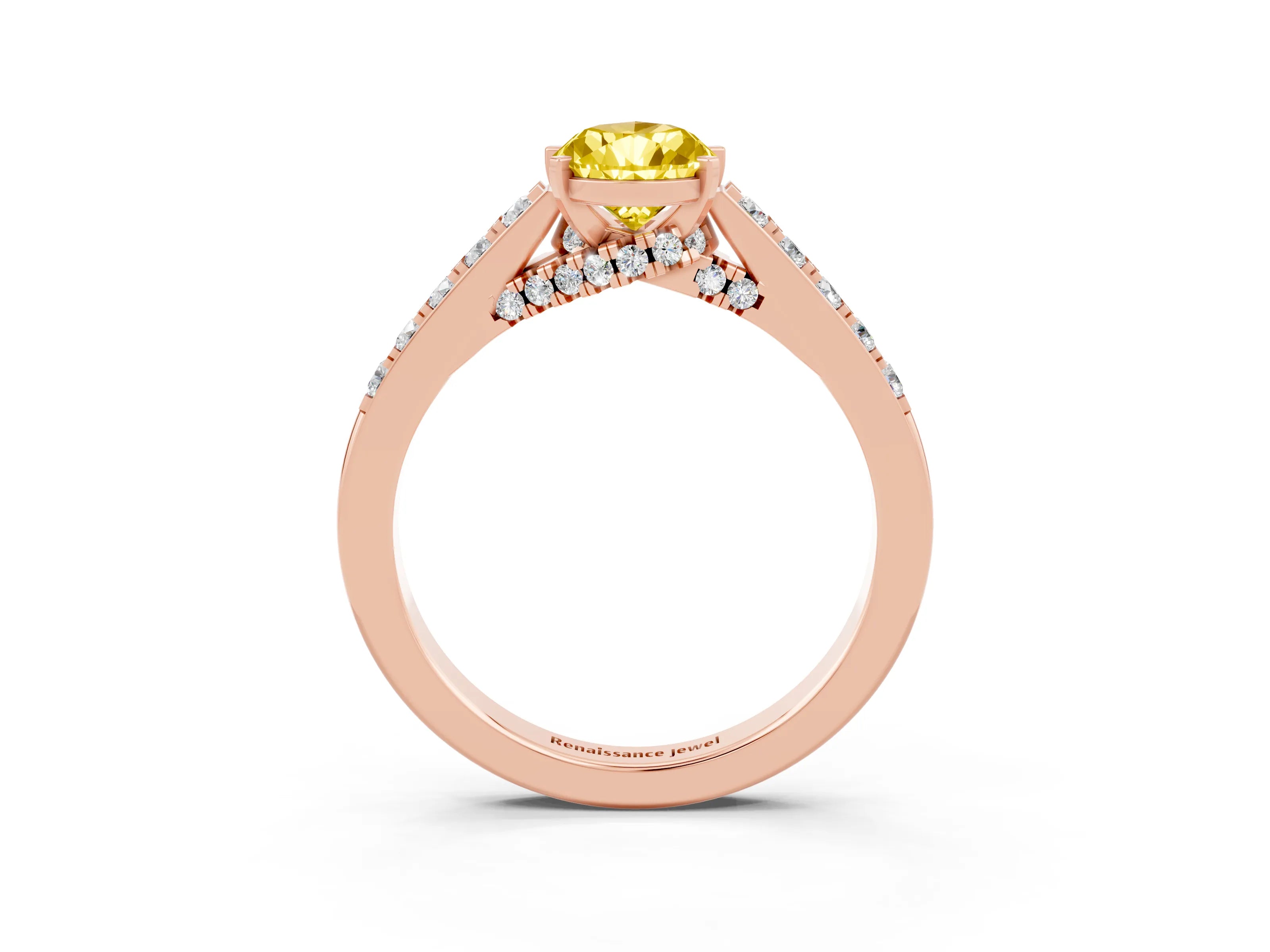 Rose gold Pear Cut Diamond Solitaire Ring with Pavé Band and Prong Setting_3